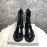 Ankle Boots for Women Shoes Leather Boots Fashion Platform Chunky Boots Booties Woman Lace Up Winter Fall