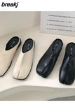 Split Toe Slippers Women Flats Moccasins Casual Shoes Close Toe Mule British Style Loafers Soft Ballerina Outdoor
