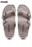 2023 New Summer Unisex Beach Cork Slippers Casual Women Men Nubuck Leather Solid Color Non-slip Flip Flops