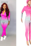 Fall PINK Letter Print Tracksuits Women Zip Hooded Long Sleeve Coat And Pants Two Piece Set Female Casual Sport