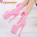 Women Mid-Calf Boots 8 Inches Club Side Zip Thin High Heels Pole Dancing Booties Plus Size Fashion Cosplay Woman