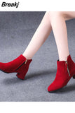 New Women's Shoes Solid Color Fashion Women's Boots with Pointed Edge with Zipper Comfortable Temperament Women