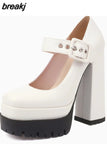 Size 36-43 Women Pumps Buckle Strap Super High Heels Shoes For Women 2023 Summer Chunky Heel Fashion Platform
