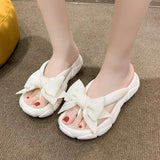 Bowknot Platform Flip Flop for Women 2023 Summer Beach Non Slip Wedge Slippers Woman Thick Sole Clip Toe Slides