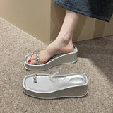 Shoes Slippers Heels On A Wedge Platform Jelly Slides Med Fashion 2023 High Summer Transparent Soft Flat Luxury Rome