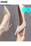 6CM 8CM Fashion New Thin High Heels Shiny Satin Pointed Toe Shallow Mouth Plus Size Wedding Shoes for