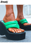 2023 Summer Chunky Platform Woman Mules Shoes Slides Platform Wedges Leisure Comfy Outdoor Slippers Woman Beach