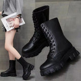 New Women Casual Boots Fashion Warm Boots Top Quality Pu Leather Platform Military Boots Size 35-43