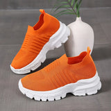 Fashion Sneakers for Women 2023 New Knitting Mesh Women's Vulcanize Shoes Thick Bottom Slip On Walking Shoes Plus Size