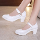 Size 32-43 Block Heels Platform Shoes Women Pumps 2021 Black White Heels Mary Jane Shoes Ladies Wedding Shoes