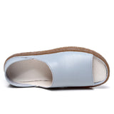 Genuine Cow Leather Women Flat Sandals Summer Flats Shoes Comfortable Soft Bottom Open Toe Gladiator Sandals For