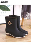 Women Rubber Boots Elegant Short Ankle Rain Boots Fall Autumn Rain Day Waterproof Woman Shoes Rain Boots Women