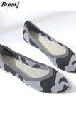 Fashion Slip on Mesh Loafers Breathable Stretch Ballet Shallow Flat Elegant Women Soft Bottom Pointed Toe Boat Shoes