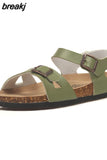 2023 New Summer Beach Cork Sandals Casual Women Outside Non-slip Double Buckle Sandalias