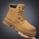 Top Boots Men Leather Shoes Fashion Motorcycle Ankle Military Boots For Men Winter Boots Man Shoes Lace-Up Botas