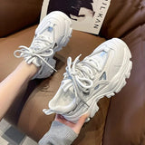 2023 New Spring Women's Chunky Platform Sneakers Lace Up Casual Sports Shoes Woman Fashion Thick Bottom Walking