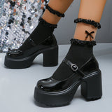 Y2K Chunky Platform Pumps Women 2023 Punk Style Thick Heels Mary Jane Shoes Woman Plus Size Buckle Strap Gothic