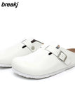 2023 Fashion Men Beach Cork Slippers Summer Unisex Solid Color Non-slip Outside EVA Waterproof PU Leather Slide