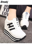 Flat Platform 9cm Height Increasing Casual Shoes Woman 2023 Spring New Hidden Wedge Sneakers Female Vulcanize
