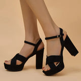 Women's Thick High Heels Sandals Summer Shoes 2023 Open Toe Platform Gladiator Sandals Women Flock Pumps Plus Size
