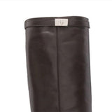 women's autumn and winter new leather fashion joker high boots stitching simple and comfortable flat round