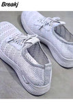 Women Shoes 2023 Mesh Breathable Flat Shoes Women Platform Wedge Sneakers Women Hollow Out Casual Shoes Zapatillas De