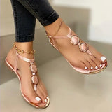 New Summer Sandals Women Fashion Casual Beach Outdoor Flip Flop Sandals Metal Decoration Ladies Flat Shoes Big Size
