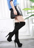 Sexy Suede Long Boots 15cm High Heel Over-the-Knee Boots Fashion Elastic Boots Thin Heel Waterproof Platform Womens