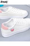Heart Shoes Flat Running Shoes for Women Sports Lightweight Casual Breathable Shoes Women's Sneakers White Tennis