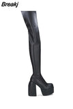 Design Great Quality Patchwork Super High Heel Ankle Boots Platform 2023 Sexy Elegant Woman Fashion Shoes Big Size