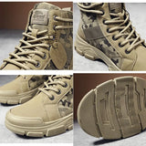 Autumn New Men Camouflage Boots Platform Desert Military Boots for Men Ankle Outdoor Work Boots Male Booties Black