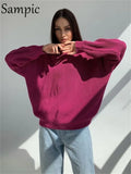 Pullover Y2K O Neck Sweater Women 2021 Autumn Winter Fashion Oversized Knitted Casual Basic Loose Sweater Tops