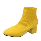 Stretch Fabric Booties Woman 2023 High Heels Luxury Designer Round Toe Ladies Stiletto Fashion Ankle boots Rubber