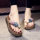 High Heel Women Summer Seaside Non-slip Wear-resistant Platform Sandals Wedge Heel High-heeled Fashion Flip-flops