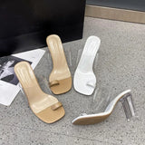 High Heels Women Shoes Clear Heels Fashion PVC Transparent Shoes Heels Sandals Women Slippers Open Toe Party Wedding