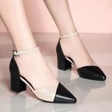Hauts Talons Women Classic White Pu Leather Buckle Strap High Heel Shoes Lady Casual Black High Heels Sexy Shoes
