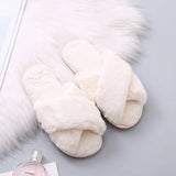 Size Woolen Slippers For Women 2024 Autumn And Winter New Flat-Bottomed Indoor And Outdoor Wear Cross Plush Cotton