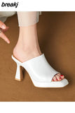 Size 34-39 Sandals For Women 2023 Summer Real Leather High Heels Shoes Platform Slippers Ladies Luxury Designer