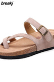 New Summer Women Wedge Beach Slipper Shoe Casual Cork Med Heel Outdoor Clogs Flip Flops