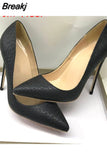 Women Shoes High Heels Women Pumps Stiletto 12CM Heels Sexy Shoes Pointed Toe Black Snake Pattern YG031