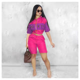 2023 Women Set Tracksuits Letter Print Zip Coat Tops + Knee Length Shorts Suit Sporty Two Piece Set Street 2pcs