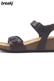 Fashion Women Cork Sandals 2023 New Summer Beach Wedge Trifle Buckle Strap Black White Platform Outside Sandalias