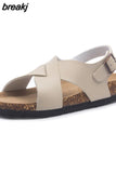 2023 New Beach Cork Sandals Casual Women Summer Buckle Strap Outside Non-slip Sandalias