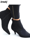 Women's Ankle Boots Leopard Female Zip Pointed Toe Woman Snakeskin Stilettos Plus Size Sexy Ladies Suede Female