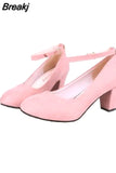 Women's High Heels Round Toe 2023 New Fashion Shoes Thick Heel Pink Women's Shoes Elegant and Comfortable Ladies