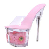 Women Shoes Summer 2023 Outside Slippers Clear Heel Slipper Super High Heels 17.5CM Platform Sexy Slipper Size
