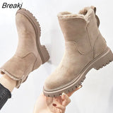 Snow Boots Women 2023 Winter Warm Fashion Designer Platform Boots Gladiator Non-slip Plush Flats Shoes Fur Boots Plus