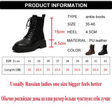 Brown Platform Ankle Boots Women Autumn Winter Thick Bottom Motorcycle Boots Woman Thicken Warm Lace Up Shoes