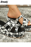 High Quality Shoes Female Rome Wedge Slippers Summer Casual Thick Sole Anti Slip Slippers Comfortable Outdoor Beach