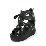 white platform sandals Wedges Women's Shoes Summer Shoes Women Sandals Platform Shoe laces High Heels Casual Shoes